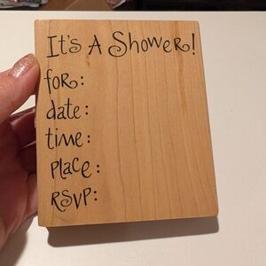 Wooden Shower Invitation Stamp